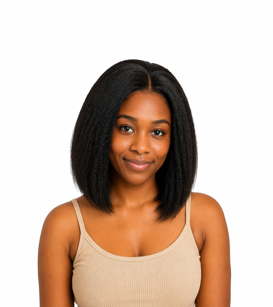 Kinky Straight Mono Lace Front PU Medical Wig